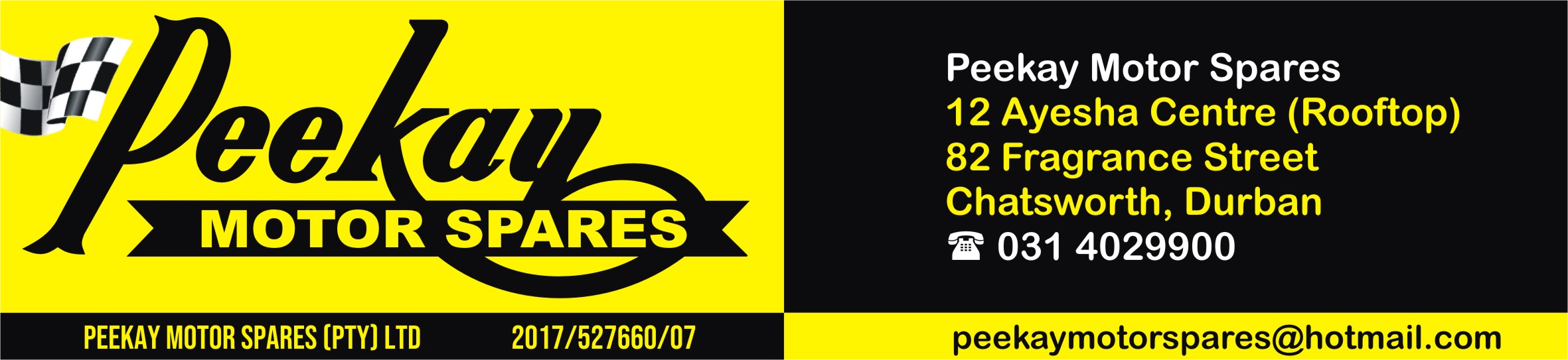 Peekay Motor Spares. Tel: 0314029900